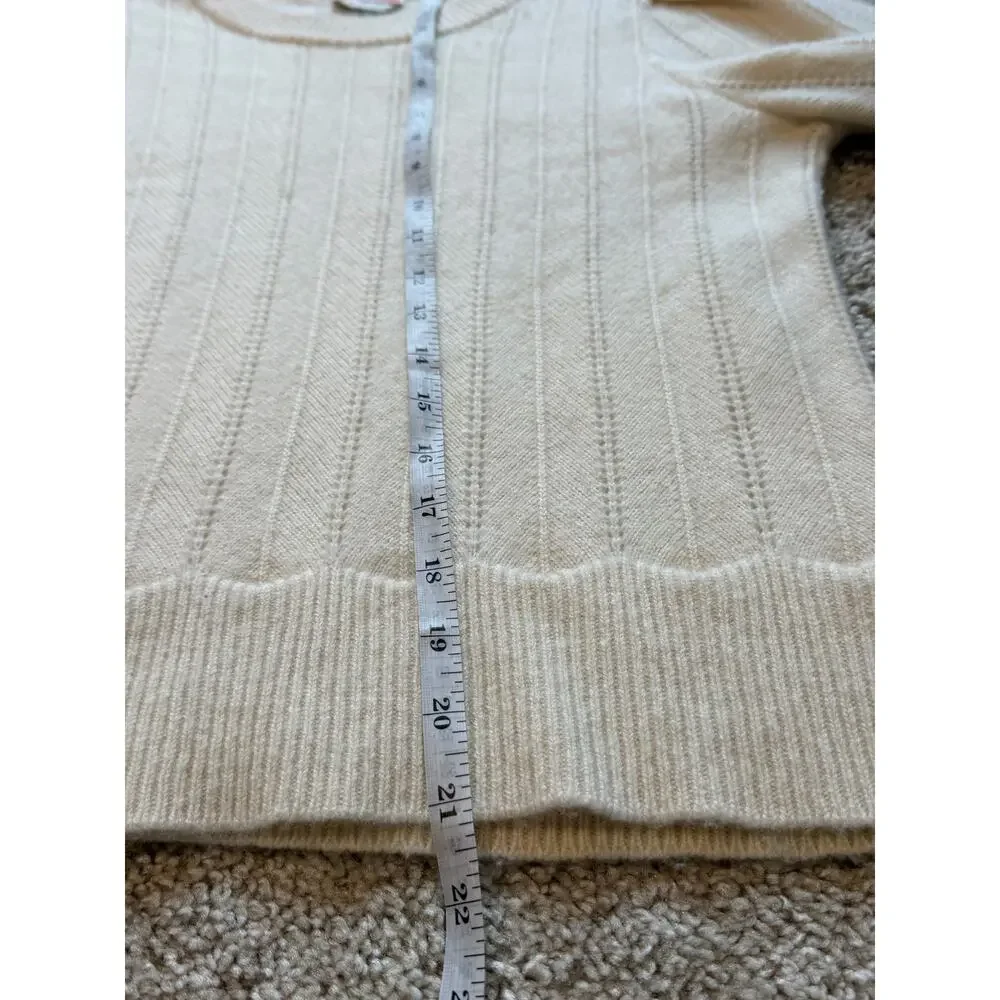 Kate Spade New York Cream Puff Sleeve Pointelle Sweater Soft Knit